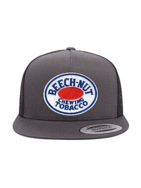 Beech Nut Tobacco YP Flat Bill Trucker Hat Mesh Back Snapback Charcoal/black